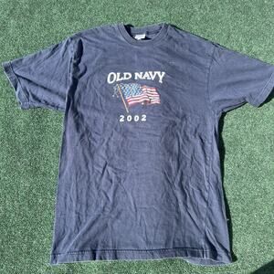 Vintage Old Navy Mens XL T Shirt United States of America Flag 2002 Navy Blue